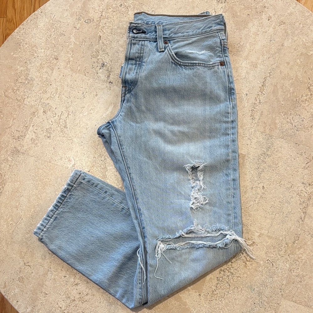 Levi’s‎ 501 CT 26/32 Light Blue Distressed button fly Women Jeans